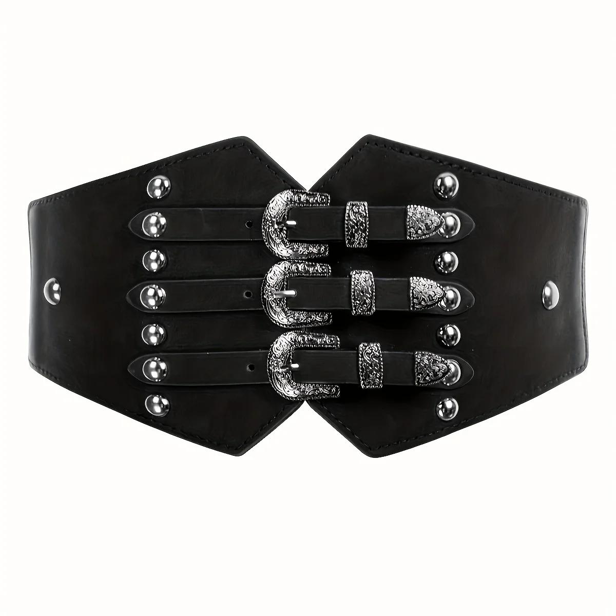 

1 шт. Винтажная пряжка-пинок Широкий пояс Монохромный эластичный Регулируемый пояс-корсет Классический пояс для юбки/пальто Модный пояс 70cm