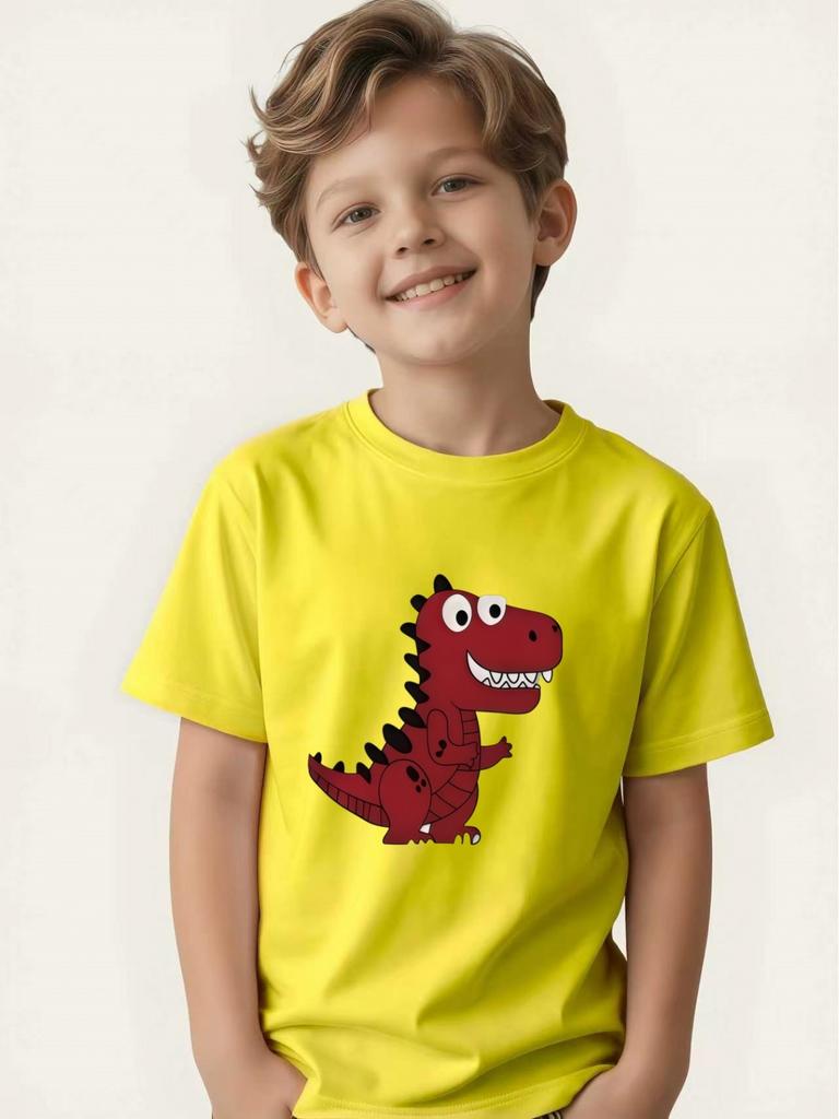 Children's Dinosaur Theme Short-sleeved T-shirt Boys and Girls Trendy Tops