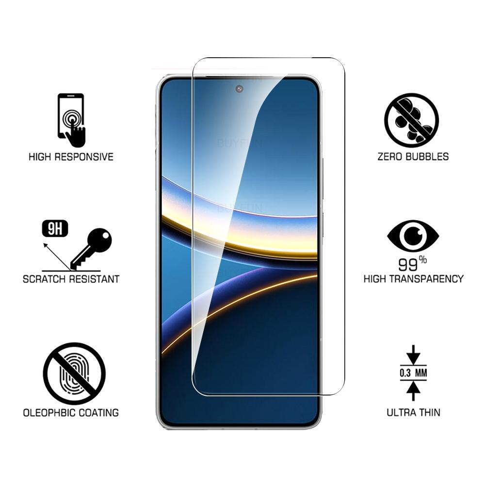 Fólie na objektiv 6-v-1 Ochranné sklo na displej Pro Xiaomi Poco F7 Ultra F7 Pro X7 Pro Tvrzené sklo F7 Ultra Měkká fólie na ochranu objektivu fotoaparátu