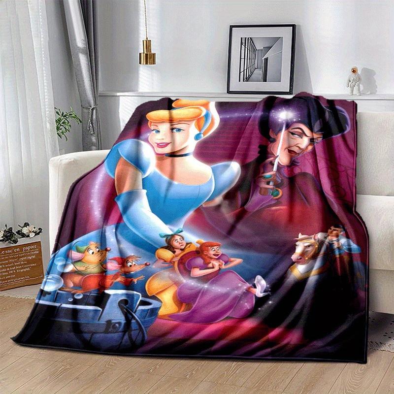 1pc Cinderella Printing Blanket - Soft, All-Season Throw for Office Blanket, | Personalized Gift with Adorable Cartoon Design