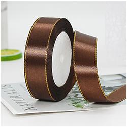 Gift Satin Ribbons Wholesaler 1inch 100% Polyester Christmas Ribbon Gold Wired Edged Satin Ribbon Roll Accept Print Logo