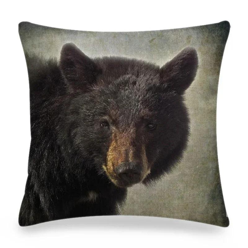 Funny Wild Animals Pattern Decor Cushion Cover 45x45cm Bear Eagle Fox Printed Linen Pillow Cover Home Decor Pillowcase for Couch