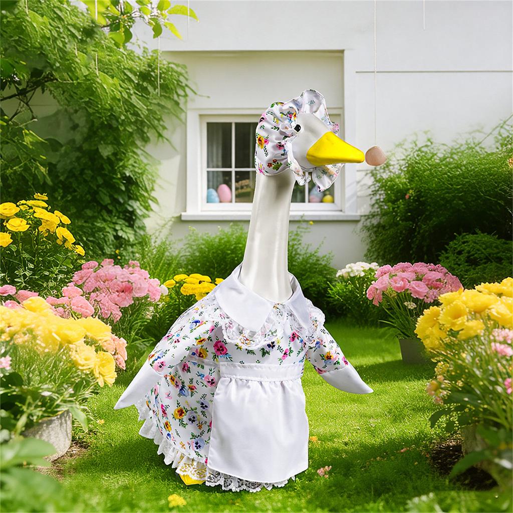 Lovely Spring Geese Dress 23inch Geese Statue Outfit For Porch Decoration Cartoon Easter Celebration Accessory