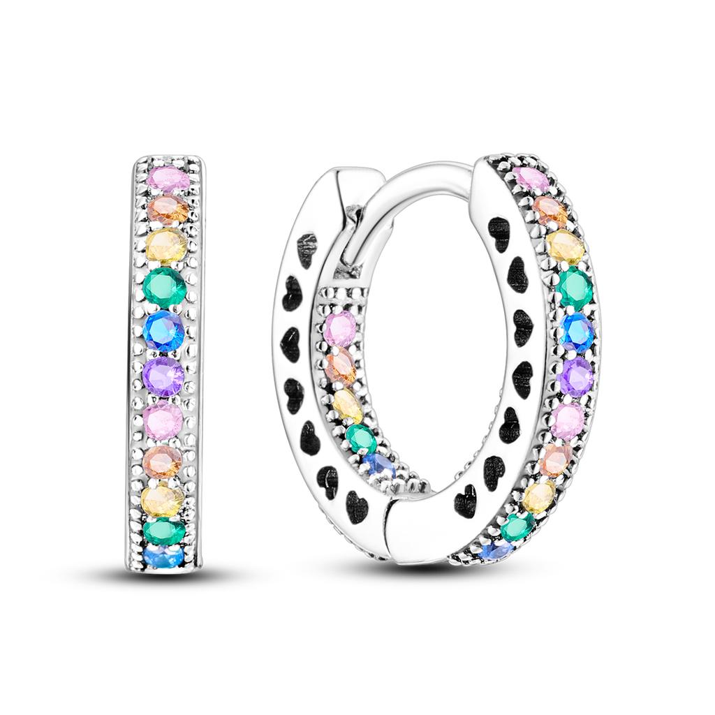 Silver Plated Hoop Earrings Moon Star Dreamcatcher Colored Zircon Fine Earring Jewelry Gift for Women