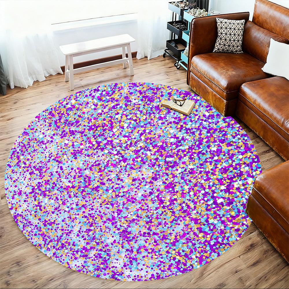 1pc Glitter Circle Round Chair Mat Area Rug - Non-Slip, Floor Mat for Office, Bedroom, and Indoor Decor -1002216