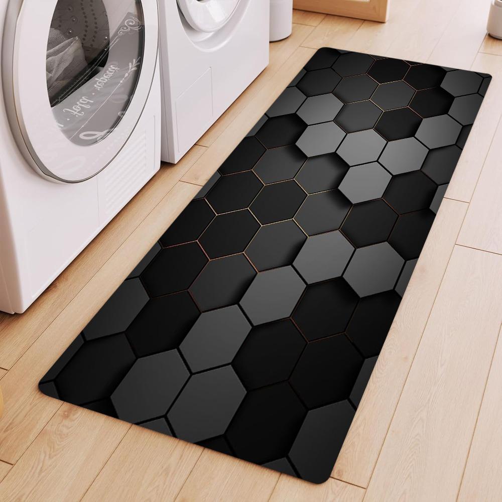 Honeycomb Hexagon Pattern Carpet Mat Rug Living Room Home Decoration 3D Geometric Floor Mat Gold Line Modern Design