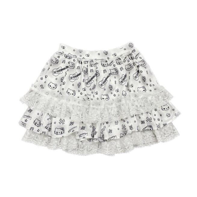 

Короткая юбка с темным принтом, кружевная юбка-халтер с пышной юбкой-торбой XS белый