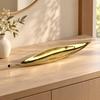 Versatile Leaf-Shaped Decorative Tray Reflective Long Leaf with Tapered