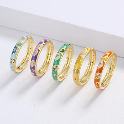 New Boho Contrast Enamel Ring Colorful Rings Literary Niche Personality