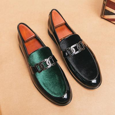 Marque de Luxe Chaussures en Cuir Brillant pour Homme Velours Côtelé Pointues Haut de Gamme Vert Chaussures Plates d'Affaires Chaussures de Robe de Mariage pour Homme