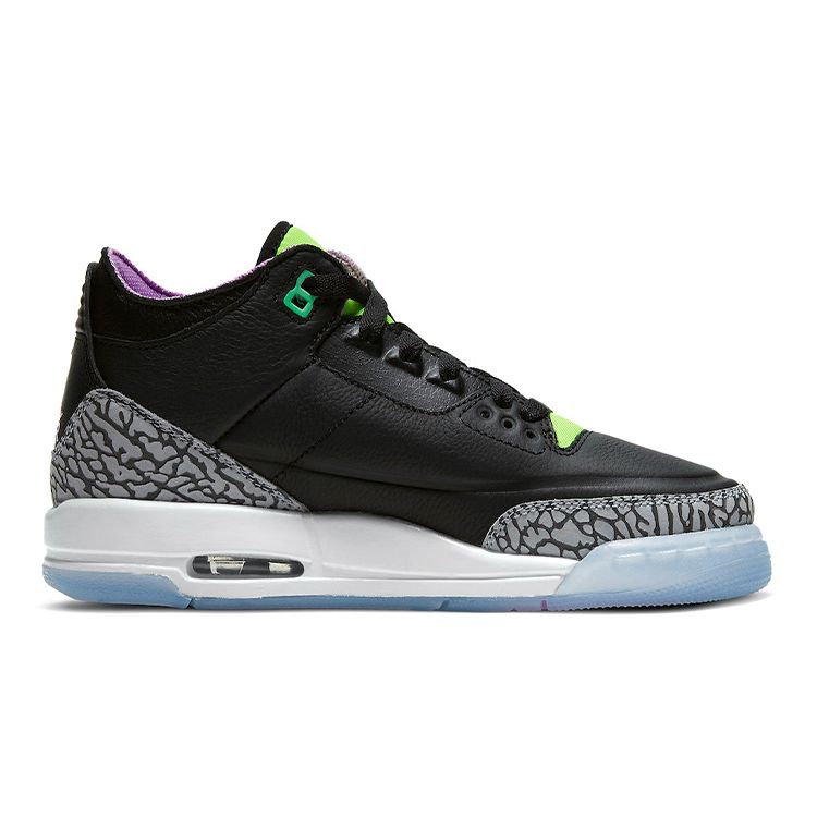 Air Jordan 3 Retro GS Electric Green Kids Sneakers Black White Violet-Shock DA2304-003