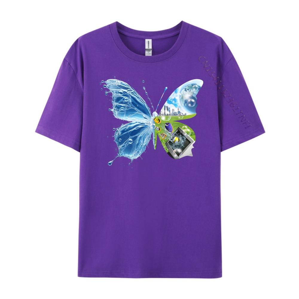 Frutiger Aero Ästhetik Schmetterling Computer Fische Landschaft Niedlich Übergroßes T-Shirt Camisetas Street Wear T-Shirts