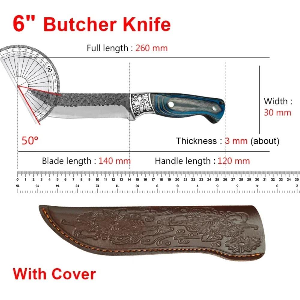 Mit Schutzhülle Küchenmesser Koch Fleischerbeil Gemüse Scheibe Obst Kochmesser Holzgriff Handgeschmiedete Klinge Metzger Ausbeinmesser