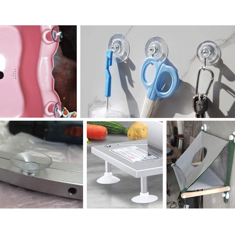 20pcs Suction Cups Hook with Screw 32/41/53mm Clear PVC Sucker Pads Hook Strong Adhesive Windows Glass Suction Cup Holder Hook