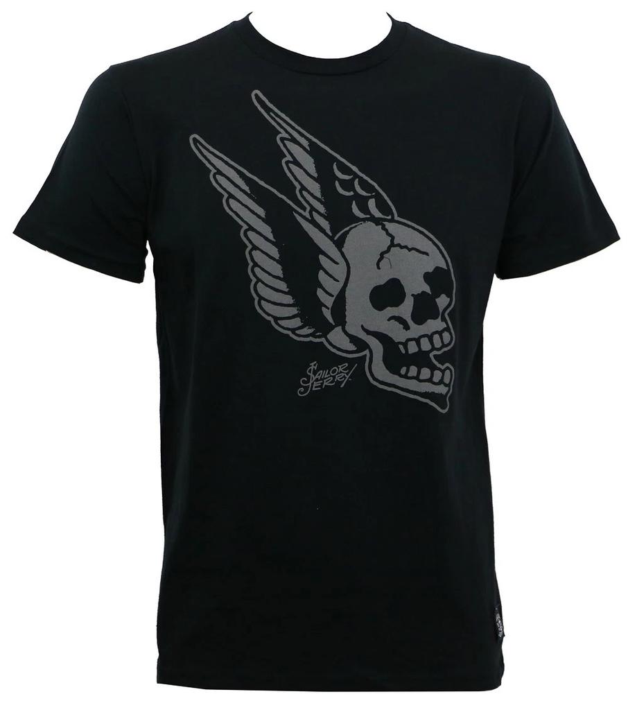 SAILOR JERRY Tattoo Flying Skull Slim Fit T-Shirt Black S NEW