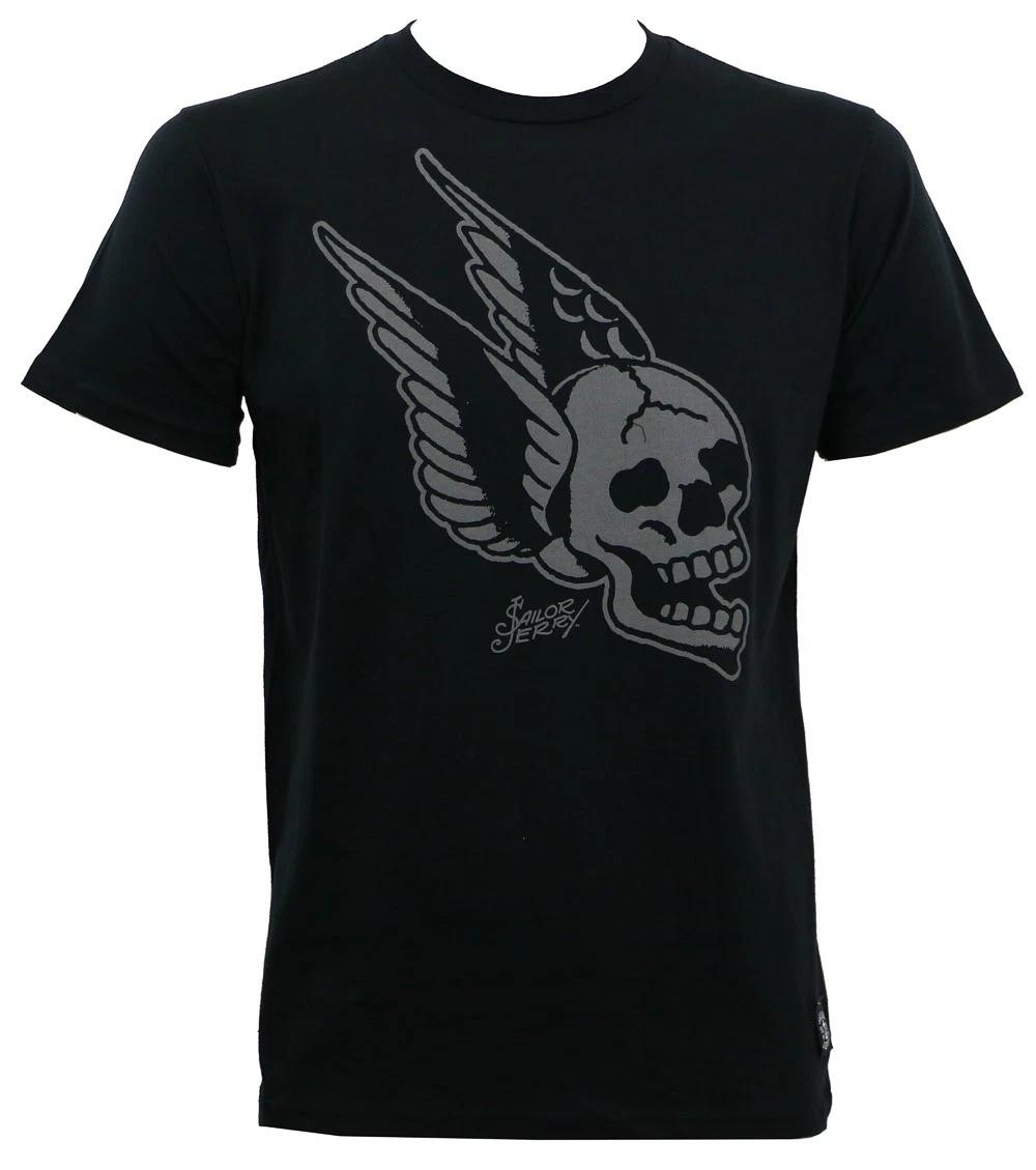 

SAILOR JERRY Tattoo Flying Skull Slim Fit T-Shirt Black S NEW 4XL