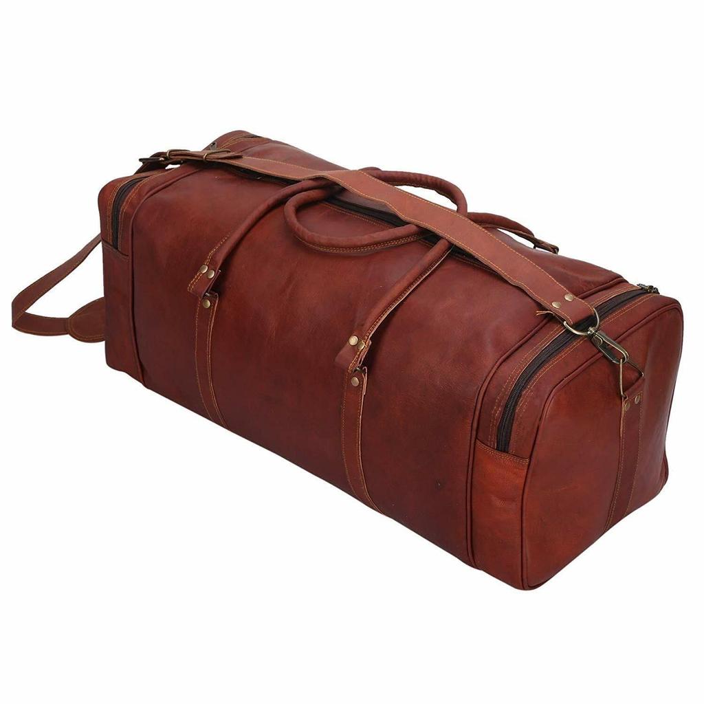 Handmade Grain Leather Duffle Bag Large Travel Bag Men's Weekender Bag Holiday