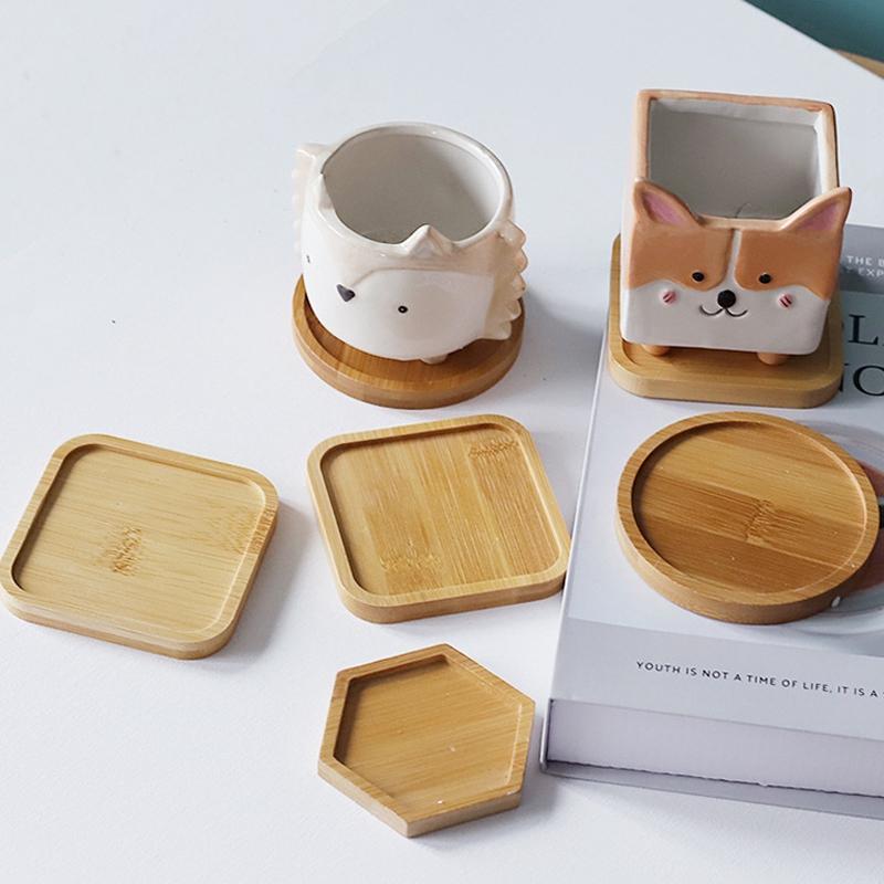 Mini Bamboo Sweet Table Decoration Trays Decorative Plates Cup Coaster Trays Coffee Cup Plate Desktop Ornament Home Decor