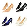 Sapatos de Salto Alto Femininos 7cm Temperamento Carreira Bombas de Trabalho Salto Stiletto Couro Envernizado Fetiche Azul Royal Nude Festa Sapatos Concisos