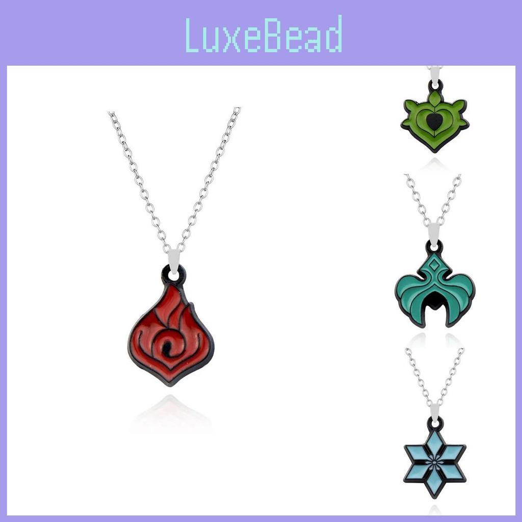 New Genshin Impact Elemental Vision Pendant Necklace Set Stylish Alloy Leaf Design