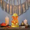 Handcrafted Orange Ganesha Idol for Car Dashboard Item: Ganesh Ji, Ganpati Bappa Murti for Home Decor - Exquisite Car God Idols