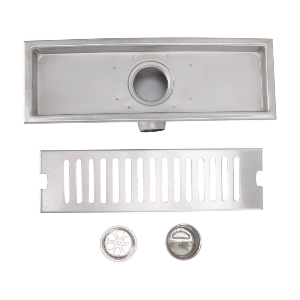 304 Stainless Steel Floor Drain Rectangular Channel Drain Durable Linear Shower Drain  Balcony