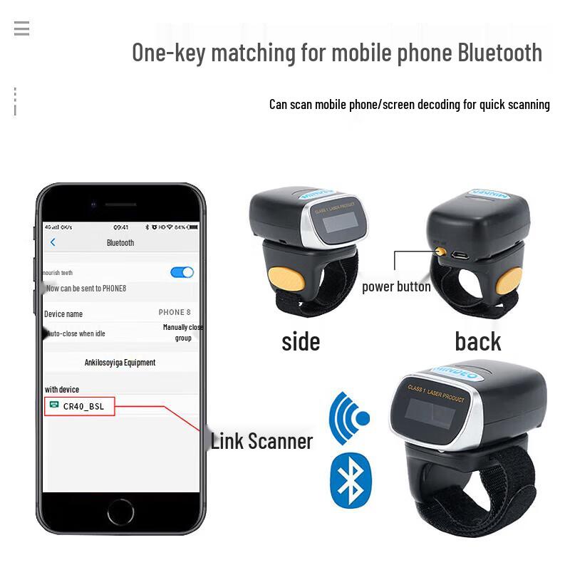 Mindeo CR40-1D Wired Ring Laser Barcode Scanner