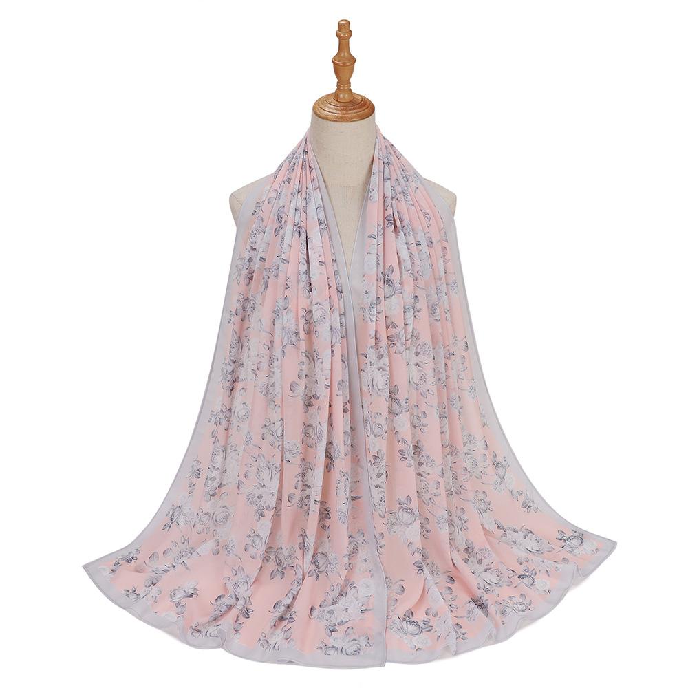 New Designs Printed Hijab Chiffon Scarfs For Women Scarves Muslim Fashion Turbans Malaysian Muslim Hijabs Wraps Ramadan Turban