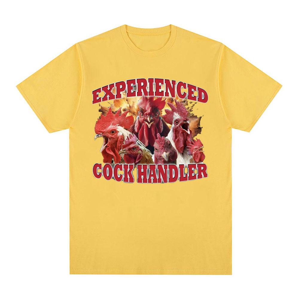 Experienced Cock Handler T Shirt Funny Chicken Lover Meme Graphic T-shirt Mens Women Cotton Short Sleeve Oversized T Shirts Tops