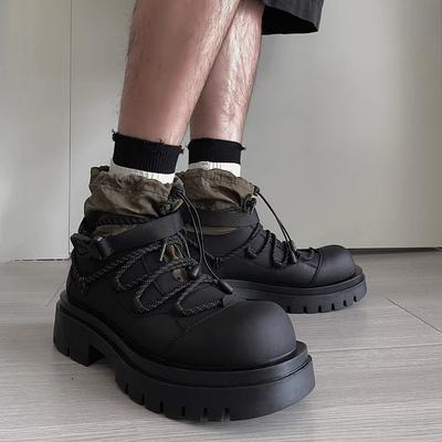 Popolari Attrezzi Casual Mezza Altezza Uomo Americane Suola Spessa Rialzanti Stile Locomotive Britannico Stivali da Escursionismo da Esterno