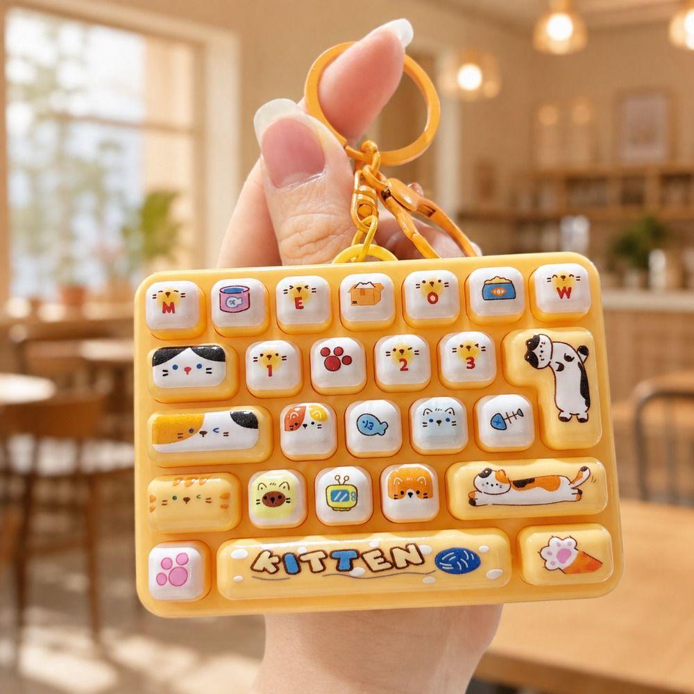 Creative Style Decompression Button Toy Cute Design Keyboard Keychain Popular Pendant