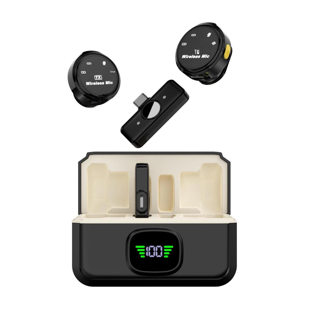 Q9 Dual Wireless Lavalier Microphone Set with Charging Case for Live Streaming, Video Recording, Noise Reduction, and Monitoring