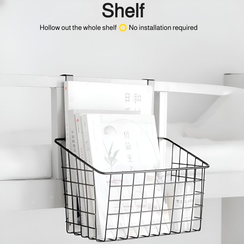 Hanging Door Rear Rack Grid Storage Basket with Hook Bathroom Kitchen Balcony Cabinet Door Rack Hanging Basket Storage Organizer