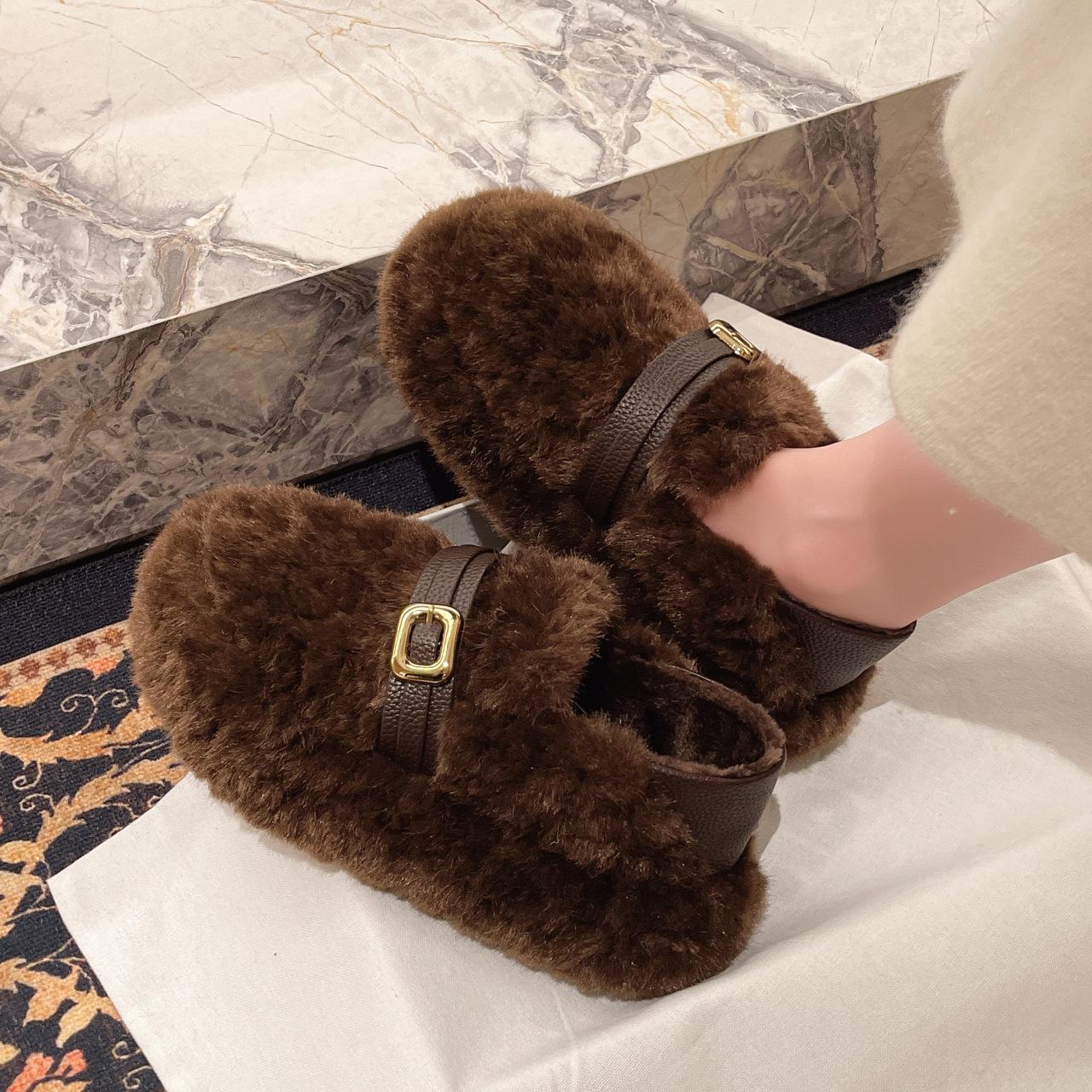 

Fashion retro versatile Doudou cotton shoes women s autumn and winter new soft-soled thin shoes 40 темно-коричневого кольору