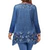 Women's Plus Size Dress Autumn Imitation Denim Print Long Sleeved Irregular Hem Long Sleeved T-shirt