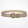 Punk Round Rivet Belt, Green Men'S And Women'S Denim Casual Bead Wide Belt, Xian Style.
