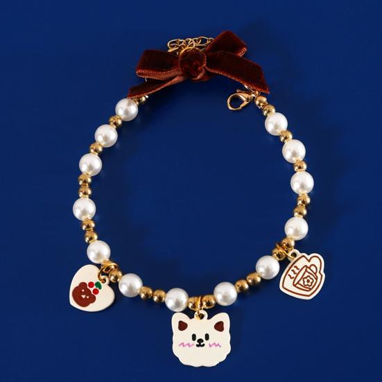 Haustierhalsband Verstellbares Karabinerverschluss-Design Allergiefrei mit Verlängerungskette Entzückendes Aussehen