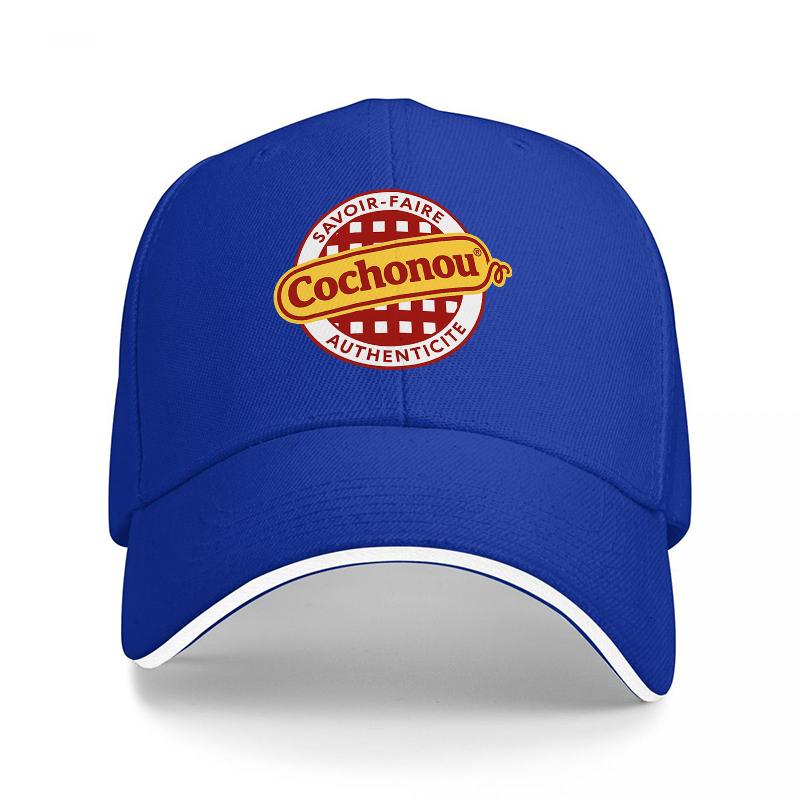 

Cochonou Authenticite Logo Baseball Cap Black with Red White Checkered Design Classic Fit Adjustable Hat for Adults Adjustable