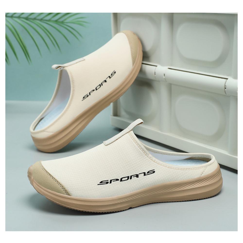 Herren Halbschuhe Große Größe, Sommer Outdoor Atmungsaktive Slip-on Bequemschuhe, Geschlossene Zehenpartie Hinten Offen Lässige Schuhe