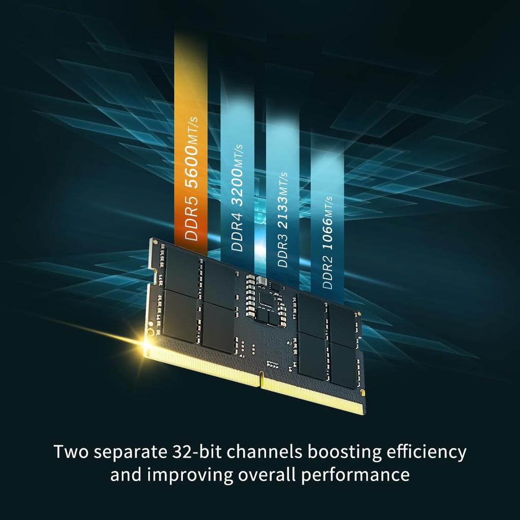 Silicon Power DDR5 32GB Kit (16GB x 2) 5600MHz (PC5-44800) CL46 1.1V SODIMM Non-ECC Laptop RAM Computer Memory SP032GBSVU560F22