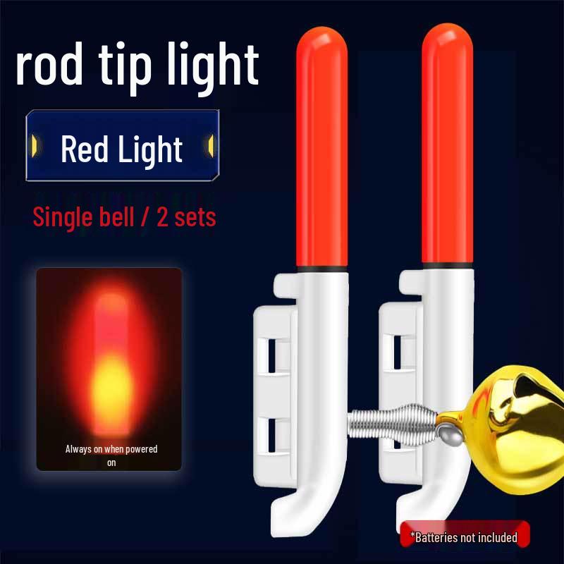 Night Fishing LED Rod Tip Light with Copper Bell - Sea Rod Alarm and Glow Sensor