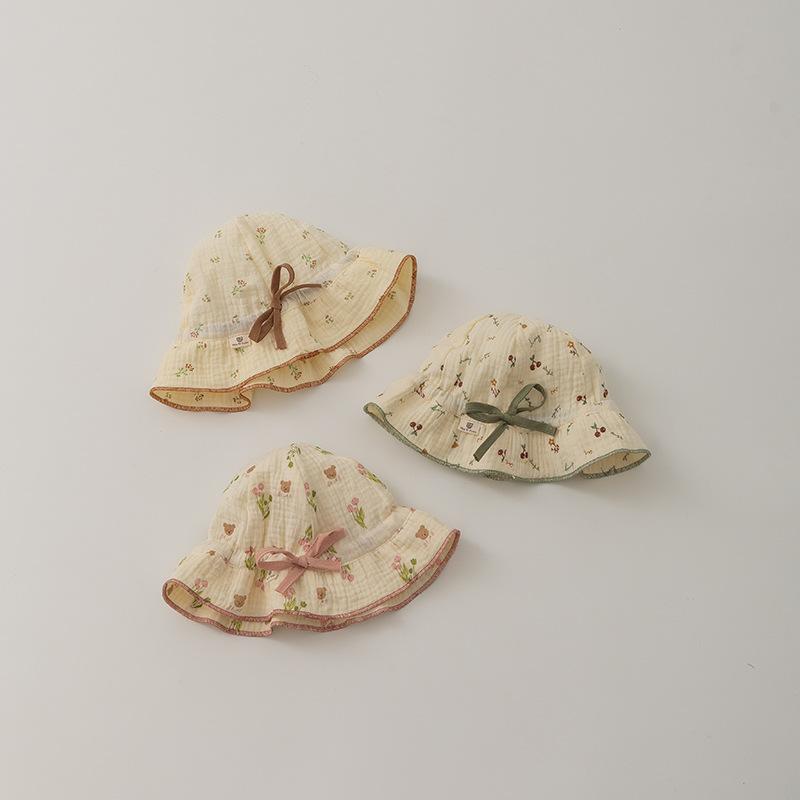 Cute Bucket Baby Hat Floral Breathable Thin Cotton Infant Girls Fisherman Cap Casual Travel Toddler Sun Hats Basin Caps