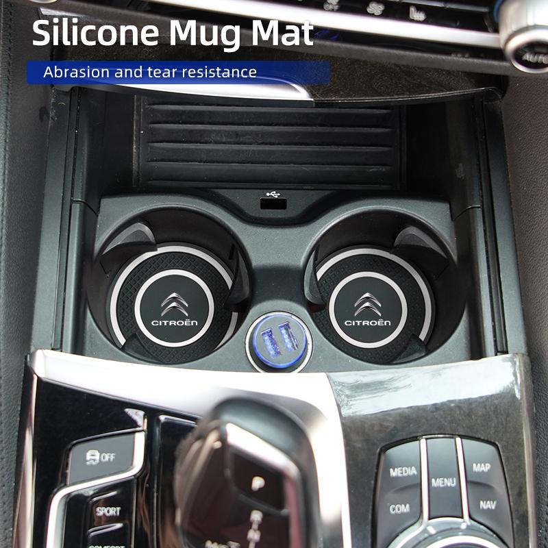 Silicone Double Ring Car Cup Mat Anti-Slip Insert For Citroen C4 C3 C5 C1 C2 Berlingo Celysee Cactus Picasso Aircross Saxo Grand aks256
