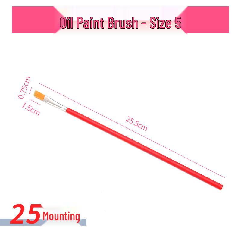 Red Handle Nylon Hair Flat Brush for Oil & Watercolor Painting