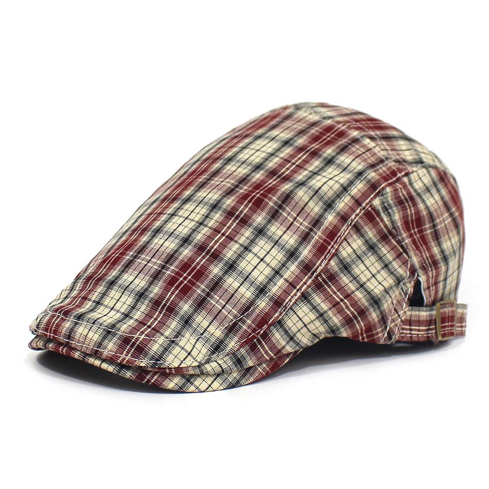 New men s hat thin plaid casual beret retro forward hat versatile cap trendy hat Adjustable
