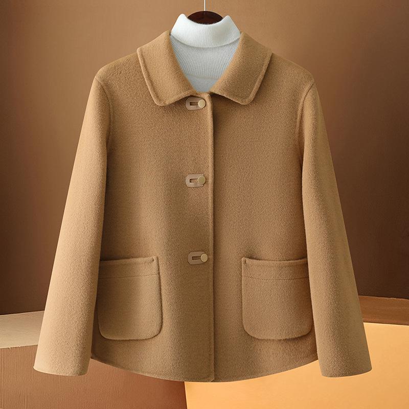 2024 Autumn/Winter Women's Elegant Petite Handmade Double-Faced Wool Short Coat