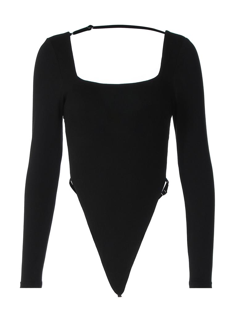 European and American women's clothing autumn hottie backless strap square collar slim fashion long sleeve sexy onesie women