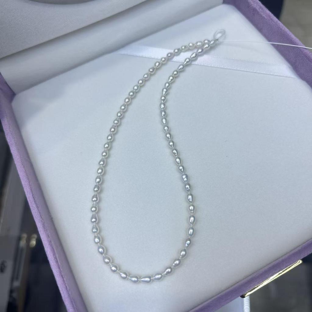 Freshwater Akoya Seed Bead Necklace 2-6mm Strong Luster Keshi Semi-Finished DIY Pearl Jewelry