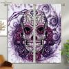 Colorful Pattern Floral Pattern Skull Style 3D Pattern Printing Window Curtains, Halloween Theme, Festival, Gathering Decorative Piece, Ideal For