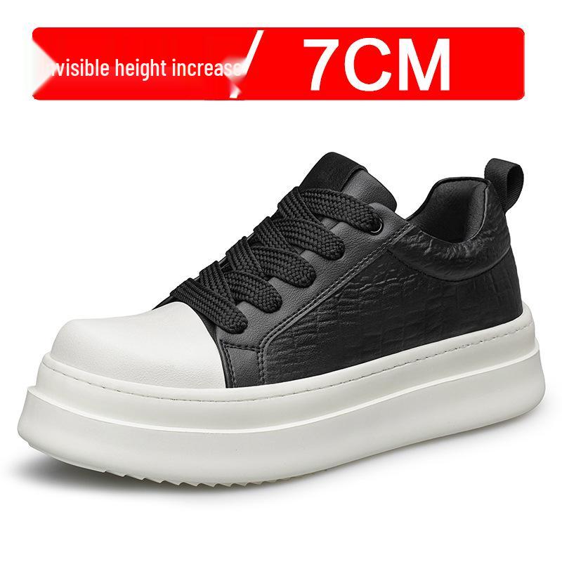 Men s 7cm Height-Increasing Breathable Leather Sneakers 41